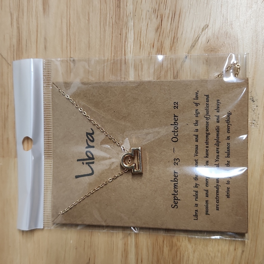 Libra Zodiac Goldtone Necklace